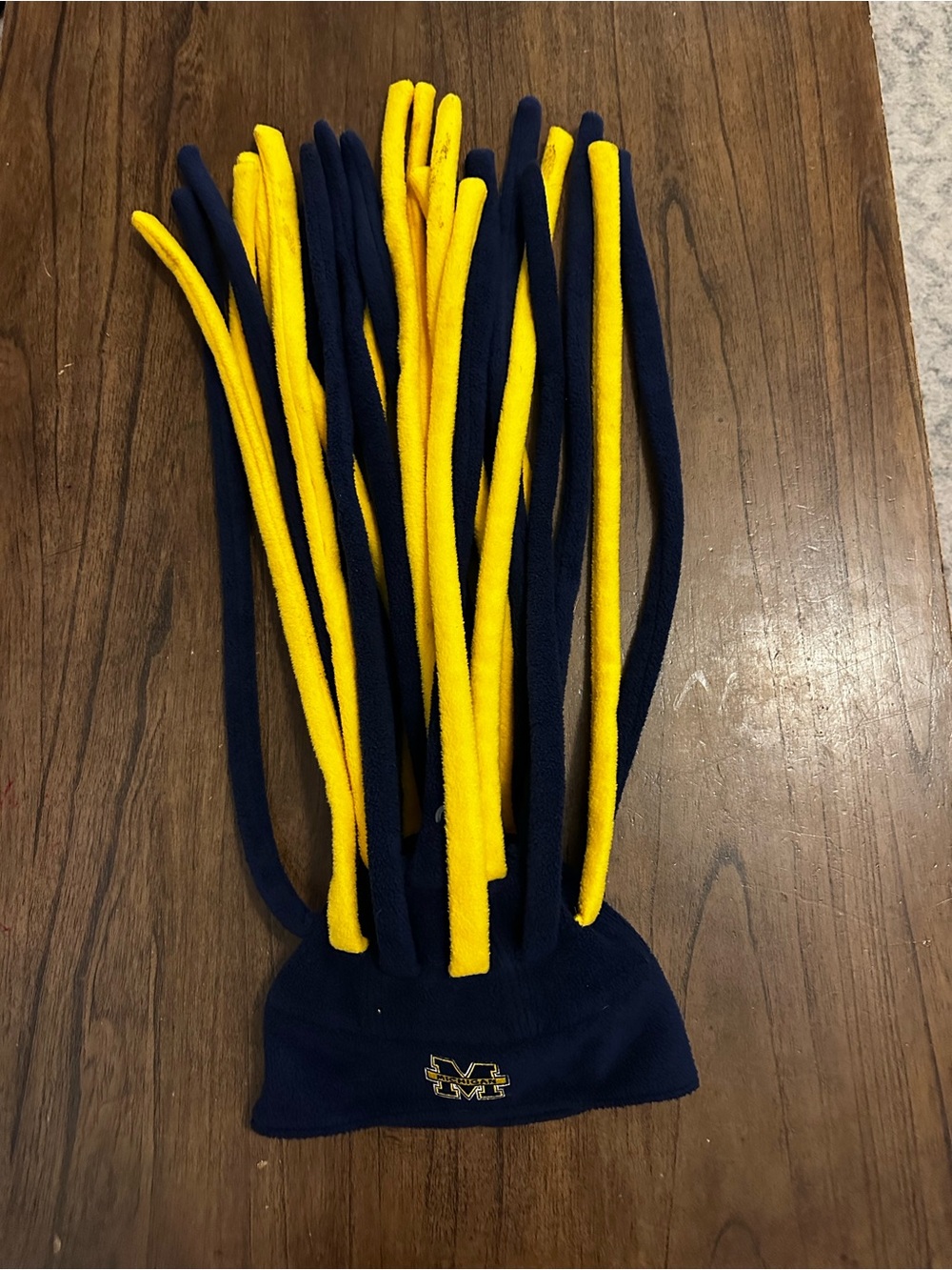 Vintage Michigan Wolverines Noodle Hat Crazy Jester Dreadlock Fleece U of M